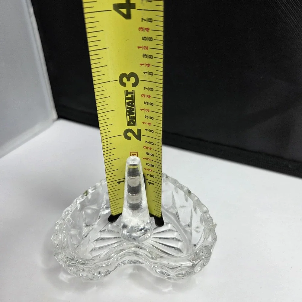 Vintage Clear Glass Heart Ring Holder Vanity Jewelry Dish - Small Crack
